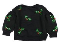 Černá oversize mikina s flitry Matalan