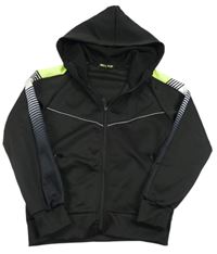 Černá propínací sportovní mikina s proužky a kapucíá 