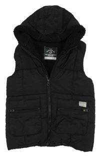 Černá šusťáková zateplená vesta s kapucí George