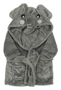 Šedý chlupatý župan s kapucí - slon