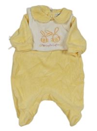 Žluto-bílý sametový overal se zajíčky Cocoon