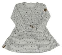 Šedo-tmavomodré proužkované bavlněné šaty s motýlky Yigga 