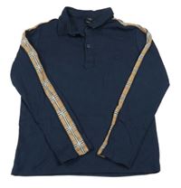 Tmavomodro-kostkované polo triko River Island