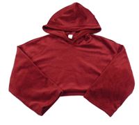 Karmínová sametová crop mikina s kapucí Shein 