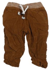 Hnědé manšestrové podšité kalhoty Smile 