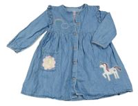 Modré propínací riflové šaty s jednorožcem F&F