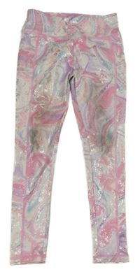 Nové - Světlerůžovo-barevné vzorované sportovní legíny Dunnes