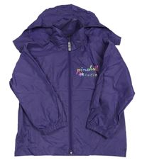 Fialová šusťáková bunda s ukrývací kapucí 