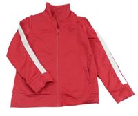 Tmavorůžovo-bílá sportovní funkční propínací mikina Crane 