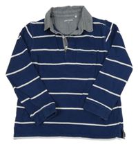 Tmavomodro-bílé pruhované mikinotriko s límečkem John Lewis 