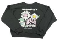 Tmavošedá mikina s kytičkami Smiley World 