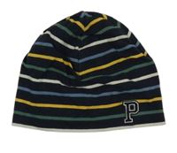 Tmavomodrá bavlněná čepice s proužky Polarn O. Pyret