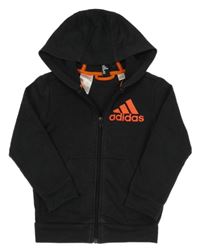 Černá propínací mikina s logem a kapucí Adidas