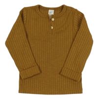 Béžové žebrované triko s knoflíčky H&M