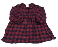 Tmavomdoro-růžová kostkovaná košilová tunika Nutmeg