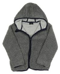 Šedá huňatá propínací funkční mikina s kapucí Crane