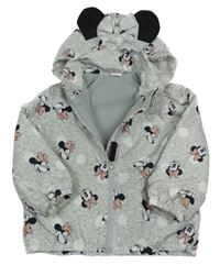 Šedá šusťáková jarní bunda s Minnií a kapucí H&M