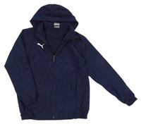 Tmavomodrá šusťáková sportovní bunda s ukrývací kapucí Puma