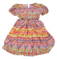 Barevné vzorované plátěné šaty s průřezy Matalan