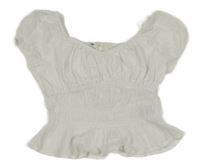 Bílá vzorovaná žabičková crop halenka H&M