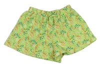 Citronové vzorované kraťasy s kytičkami a mašlí Matalan