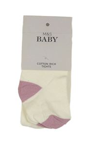 Bílo-starorůžové punčocháče M&S