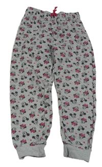 Šedé melírované tepláky s Minnie a Mickey a srdíčky Disney