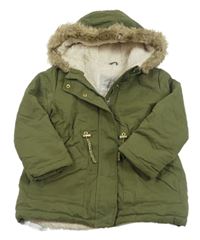 Khaki šusťáková zimní parka s kapucí s kožešinou George