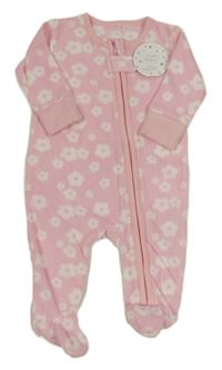 Nový - růžovo-bílý květovaný fleecový overal  pure baby