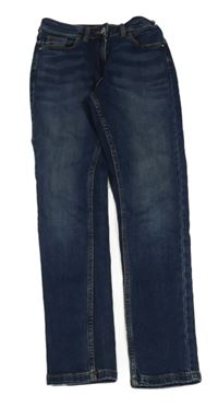 Tmavomodré slim teplákové rifle Next 