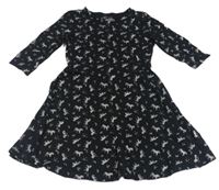 Černé šaty se stříbrnými jednorožci F&F