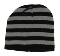 Nové - černo-šedá pruhovaná pletená čepice