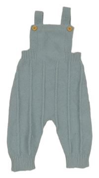 Světlemodré žebrované pletené laclové kalhoty