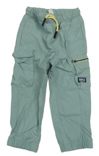 Světlemodrošedé cargo cuff šusťákové kalhoty s nášivkou Topomini