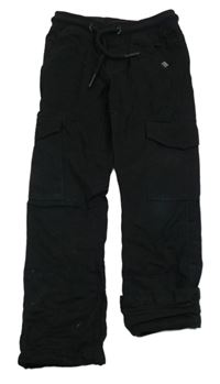 Černé cargo plátěné podšité kalhoty s úpletovým pasem dopodopo