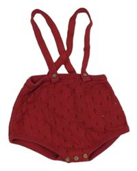 Bordó perforované pletené kraťasy s kšandami George