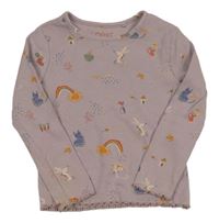 Starofialové žebrované triko s obrázky Next