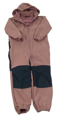 Starorůžovo-černá softshellová kombinéza s odepínací kapucí name it.