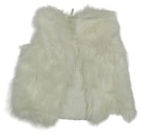 Smetanová pletená vesta/cardigan s kožešinou YD