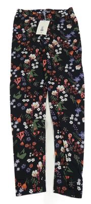 Nové - černé legíny s kytičkami LEIGH TUCKER