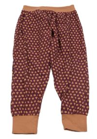 Mahagonovo-skořicové harémové tepláky s jablíčky a hruštičkami PUSBLU