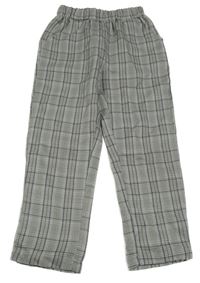 Šedo-bílo-tmavomodré kostkované vzorované kalhoty SHEIN