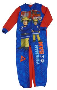 Safírovo-modro-červený fleecový overal s Požárníkem Samem