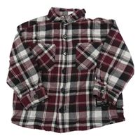 Vínovo-černo-bílá kostkovaná košile s nášivkou TAPE 'A L'OEIL 