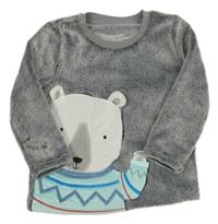 Šedo-bílá plyšová mikina s medvídkem Nutmeg