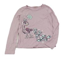 Starorůžovofialové triko s pávem Kids