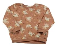 Skořicová mikina s jednorožci a labutěmi C&A