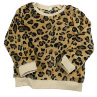 Světlehnědo-hnědo-černo-béžová vzorovaná plyšová mikina SHEIN