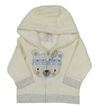 Smetanovo-světlešedá propínací mikina s medvídkem a kapucí C&A