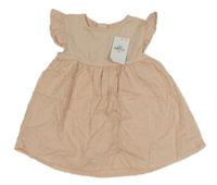 Nové - světlerůžovo/pudrové šaty s puntíky a žebrováním a volánky PRIMARK